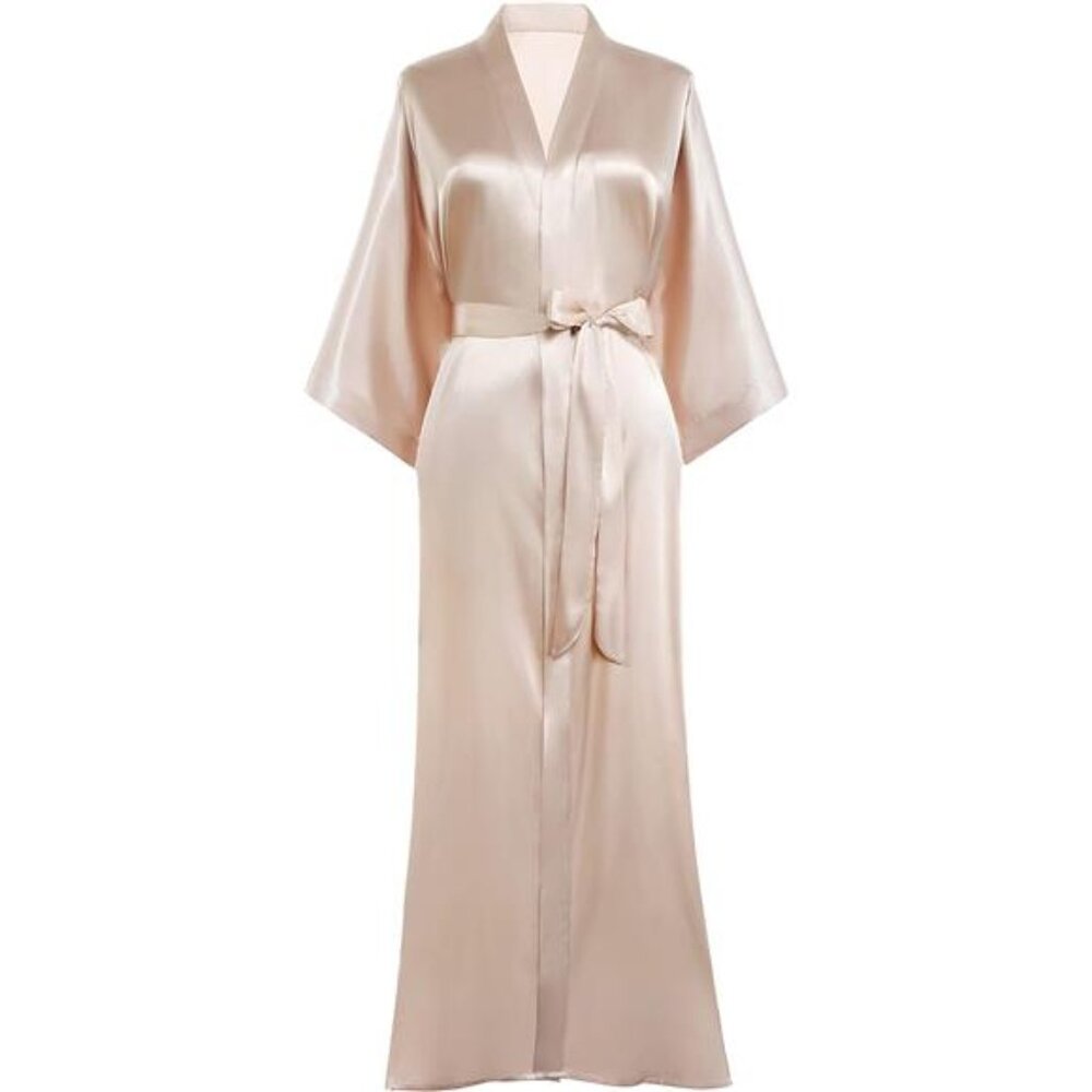 Satin Kimono Robe Women Long Silky Kimono Bathrobe Sleepwear Wedding